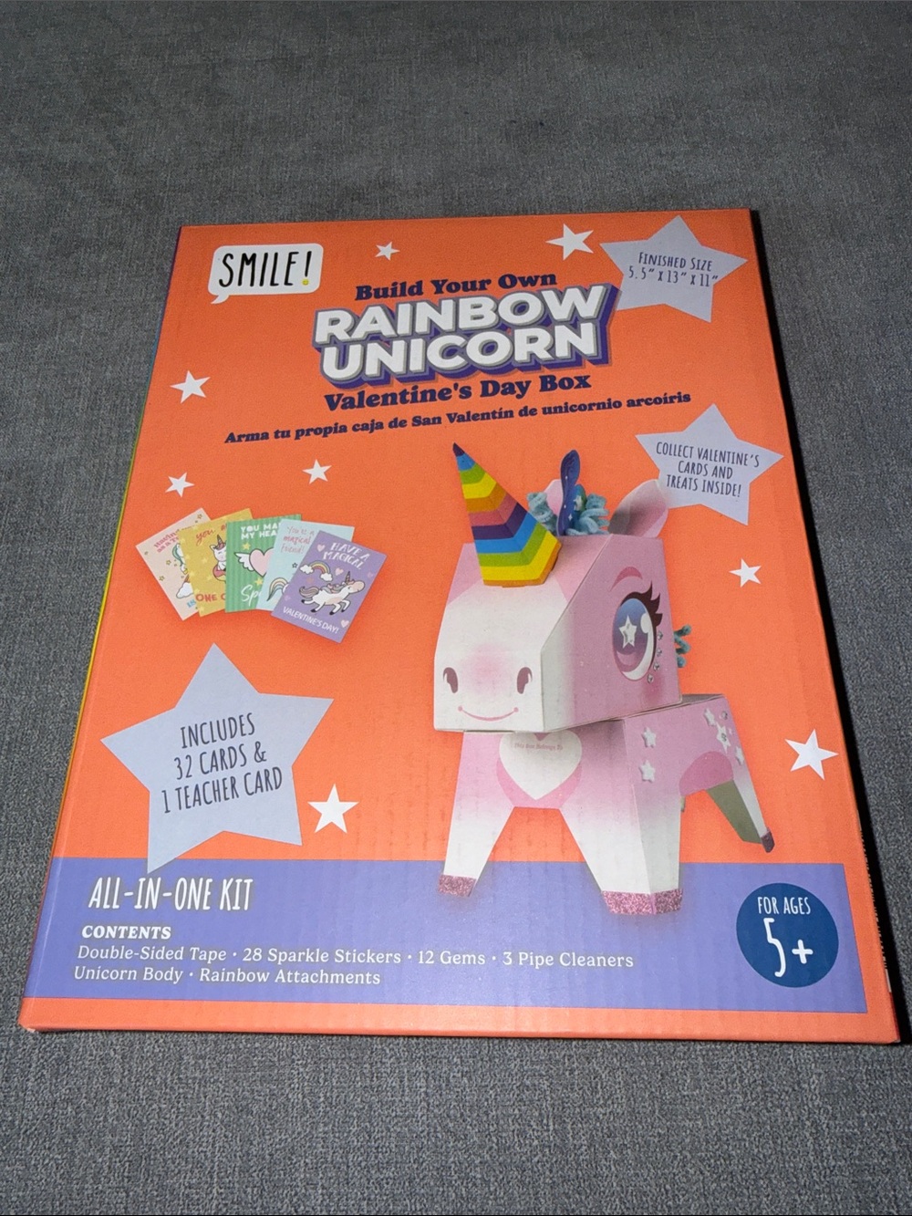 Build Your Own Rainbow Unicorn Valentine's Day Box/Classroom Exchange Cards